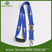 Hot sale cheap custom screen printed nylon lanyard with gold/silvery hook